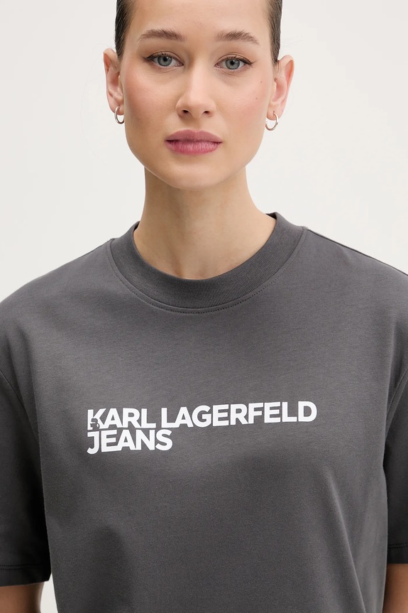Karl Lagerfeld Jeans tričko dámske bavlnené sivá A1W17005