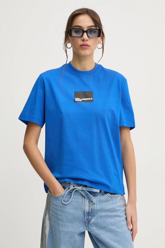 Karl Lagerfeld Jeans t-shirt in cotone rilassato blu A1W17006