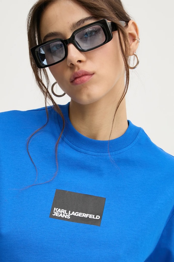 Karl Lagerfeld Jeans t-shirt in cotone blu A1W17006
