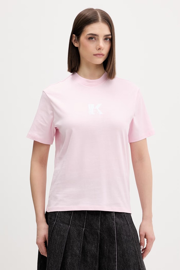 Karl Lagerfeld Jeans t-shirt damski bawełniany nadruk różowy A1W17031