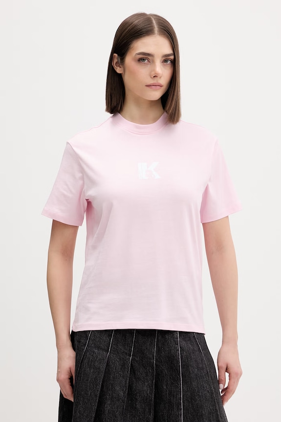 Karl Lagerfeld Jeans t-shirt damski bawełniany nadruk różowy A1W17031