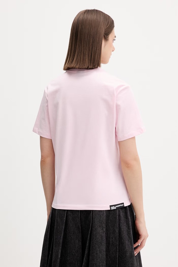 Odzież Karl Lagerfeld Jeans t-shirt damski bawełniany A1W17031 różowy