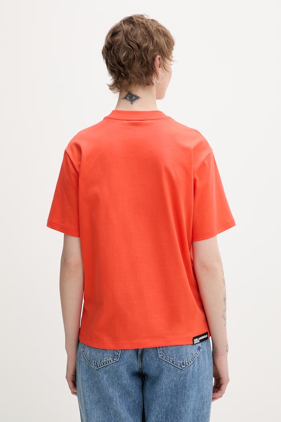 Odzież Karl Lagerfeld Jeans t-shirt damski bawełniany A1W17031 pomarańczowy