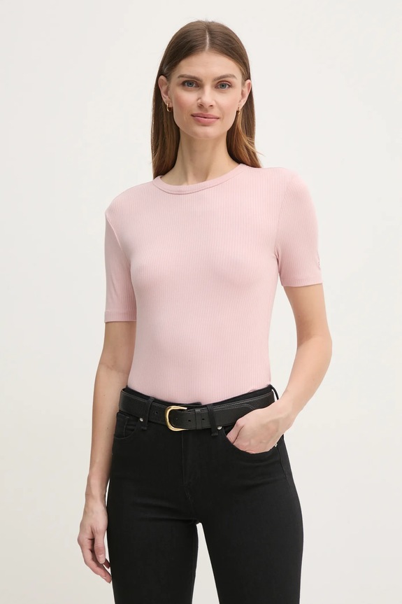 Tričko Tommy Hilfiger slim ružová WW0WW43918