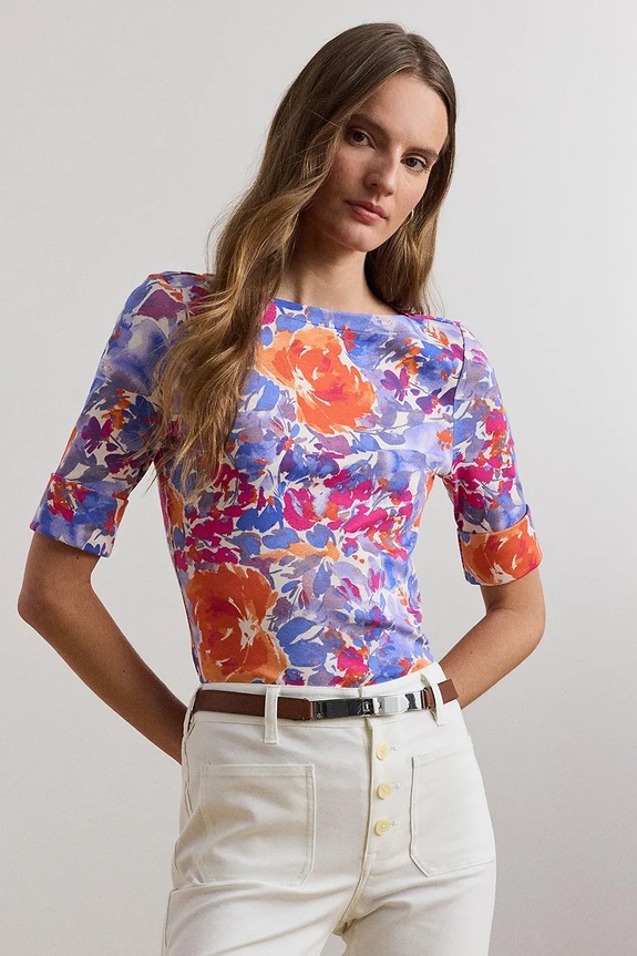 Lauren Ralph Lauren t-shirt in cotone slim bianco 200957667