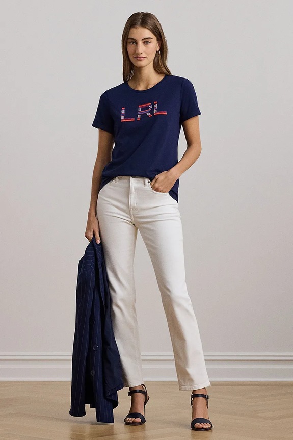 Abbigliamento Lauren Ralph Lauren t-shirt in cotone 200957668 blu navy