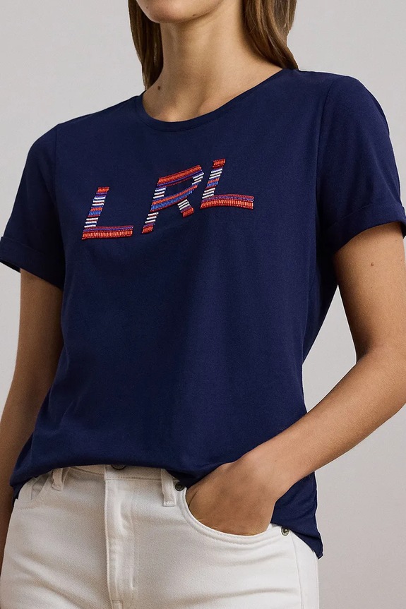 Lauren Ralph Lauren t-shirt in cotone blu navy 200957668
