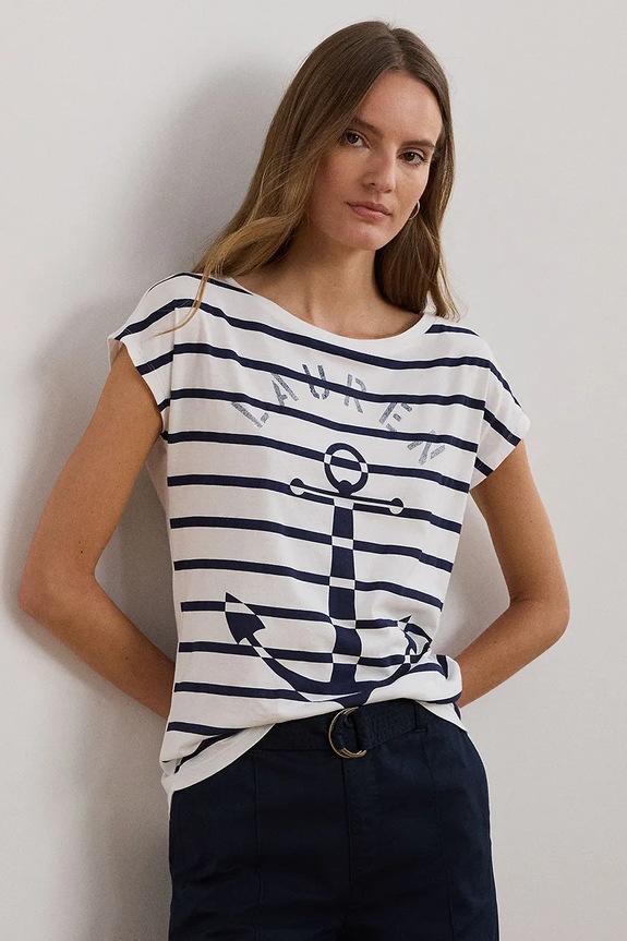 Lauren Ralph Lauren t-shirt wzorzyste biały 200957677