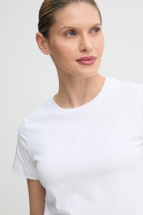 Βαμβακερό μπλουζάκι Pinko λευκό 100355.A2HN