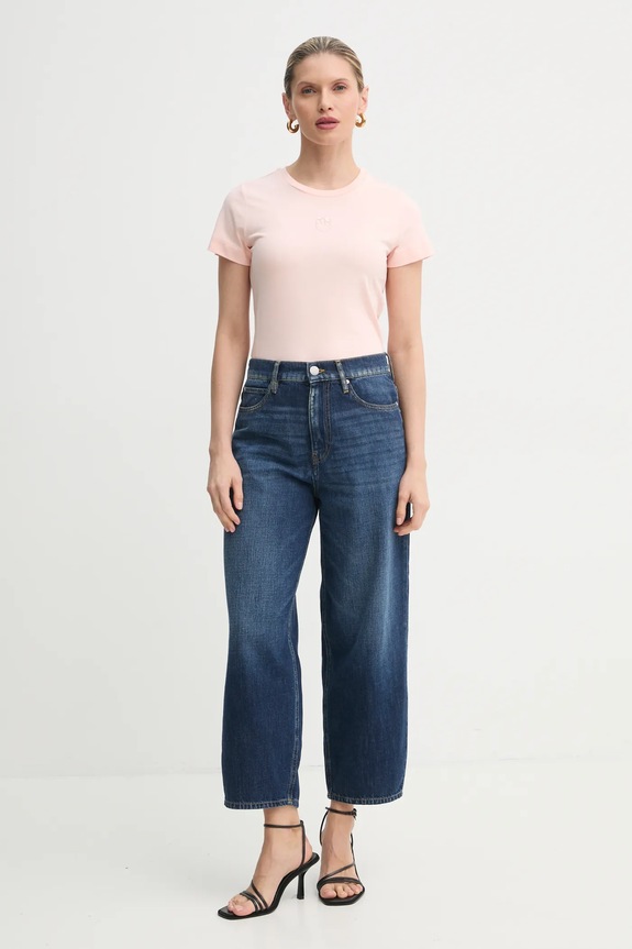 Pinko t-shirt bawełniany 100355.A2HN różowy AA00