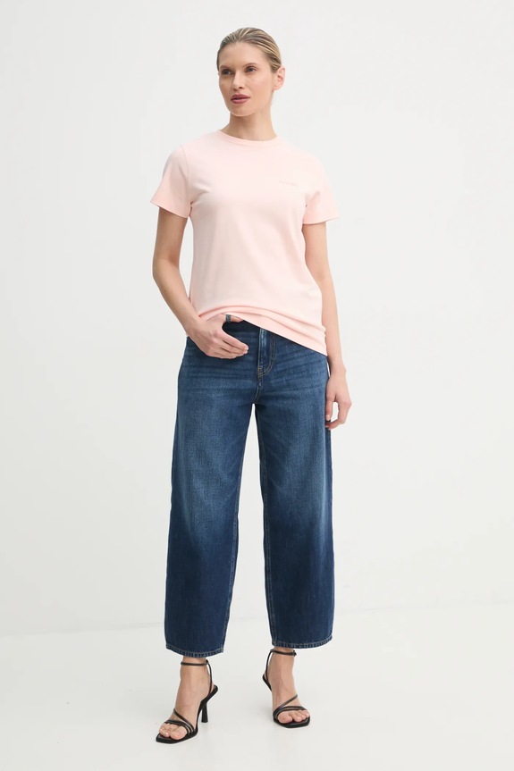 Pinko t-shirt bawełniany 101752.A2HN różowy AA00