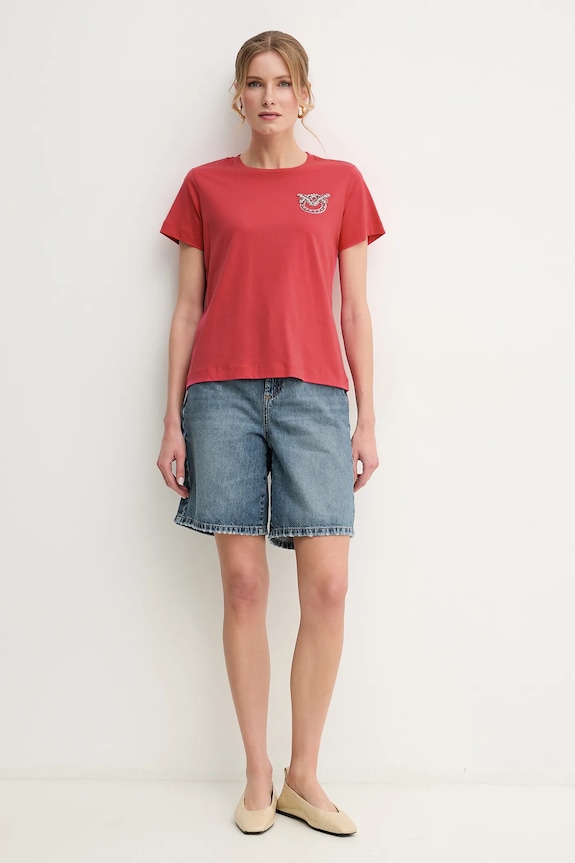 Βαμβακερό μπλουζάκι Pinko 103320.A2G7 κόκκινο AA00