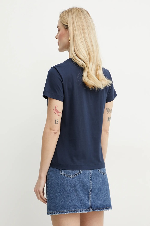 Ρούχα Βαμβακερό μπλουζάκι Pinko 103320.A2G7 σκούρο μπλε