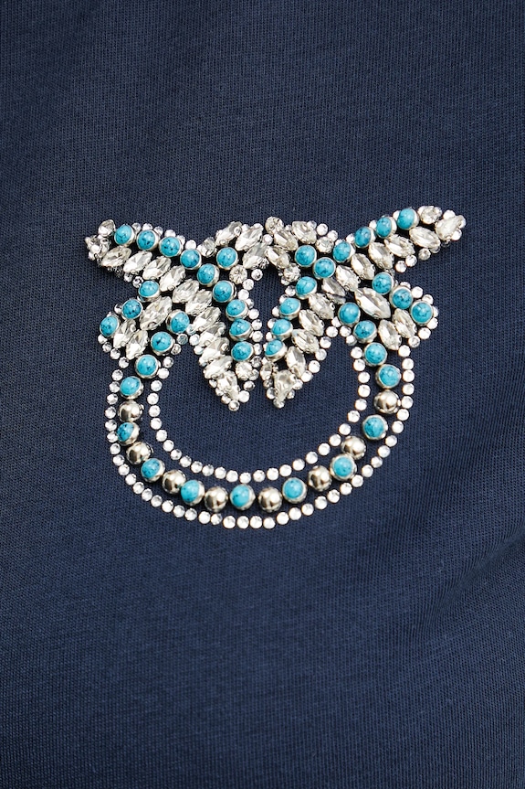 Βαμβακερό μπλουζάκι Pinko 103320.A2G7 σκούρο μπλε