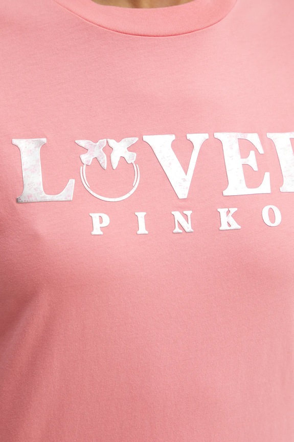 Βαμβακερό μπλουζάκι Pinko 104603.A2D1 ροζ