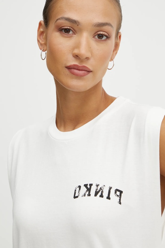 Pinko top bawełniany beżowy 104268.A2C0