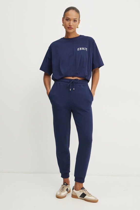 Βαμβακερό μπλουζάκι Pinko 104257.A2C0 σκούρο μπλε SS25