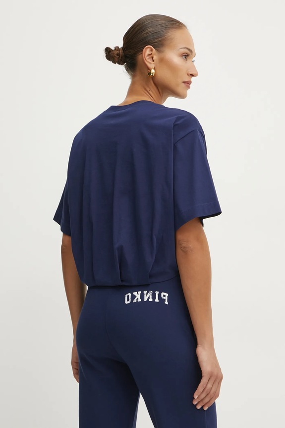 Ρούχα Βαμβακερό μπλουζάκι Pinko 104257.A2C0 σκούρο μπλε