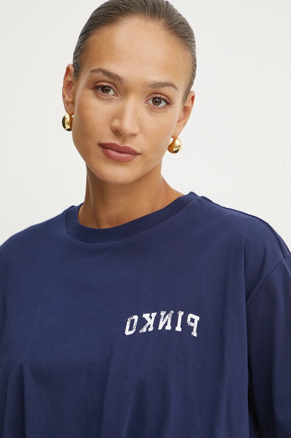 Βαμβακερό μπλουζάκι Pinko σκούρο μπλε 104257.A2C0