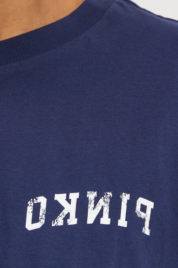 Βαμβακερό μπλουζάκι Pinko 104257.A2C0 σκούρο μπλε