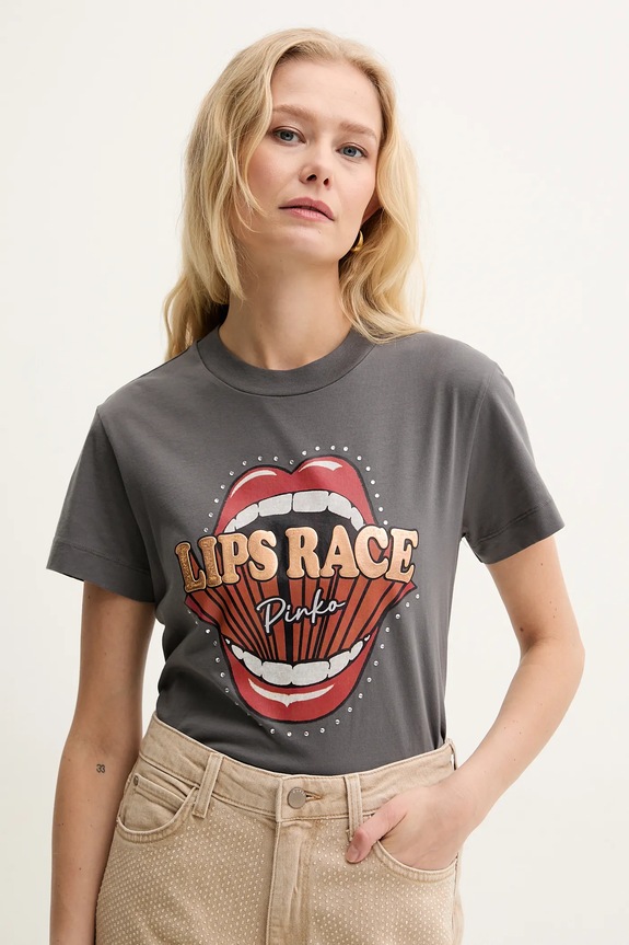 Pinko t-shirt bawełniany szary 105050.A2D8