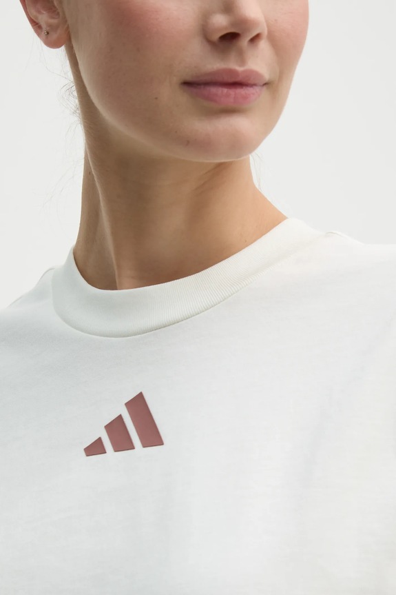 Bavlněné tričko adidas ALL SZN Graphic JN7384 béžová