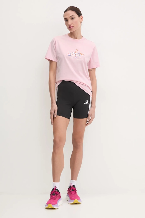 Bavlněné tričko adidas W Elem Flrl Tee JP0114 růžová SS25