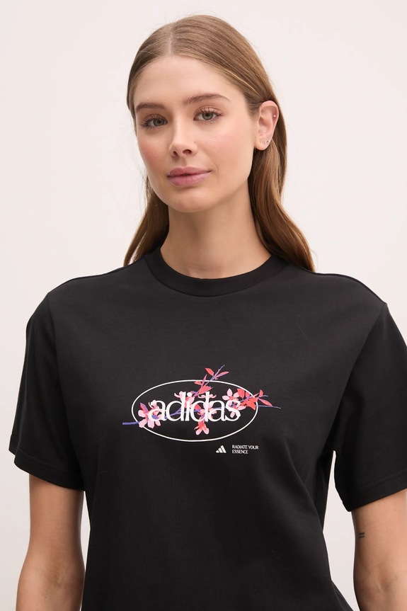 Majica kratkih rukava adidas W Elem Flrl Tee crna JP0115