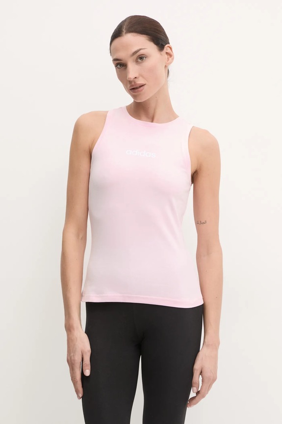 adidas top Essentials Linear z elastanem różowy JC5797