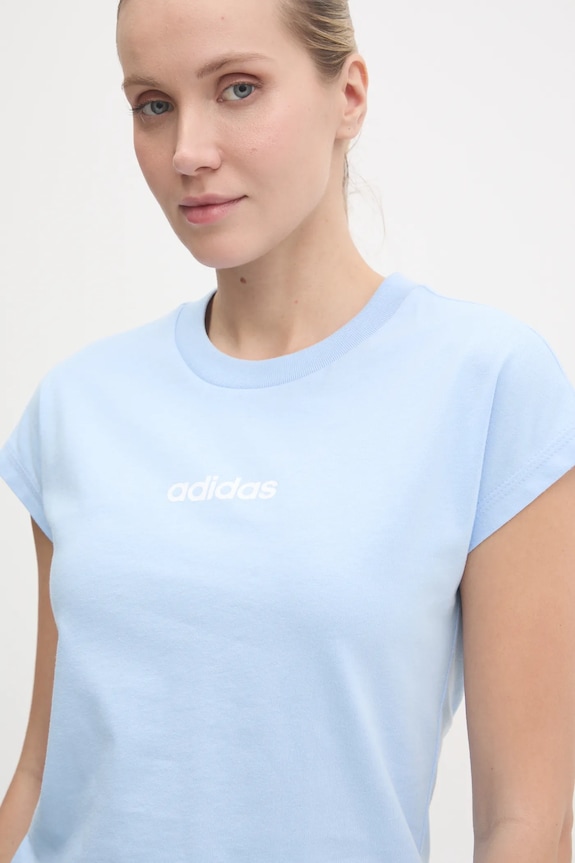 Bavlnené tričko adidas Essentials Linear modrá JG8660