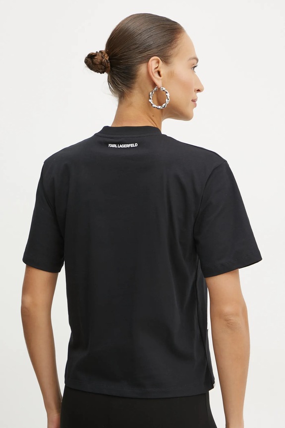 Odzież Karl Lagerfeld t-shirt bawełniany KARL SIGNATURE A1W17013 czarny