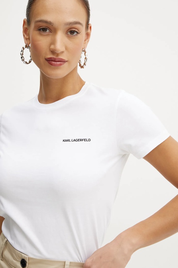 Karl Lagerfeld pamut póló fehér A1W17019