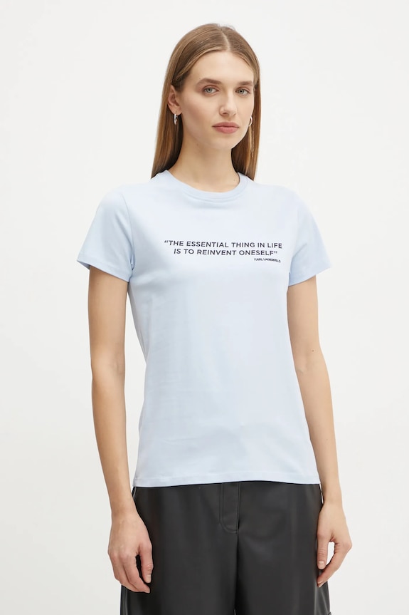 Βαμβακερό μπλουζάκι Karl Lagerfeld βαμβάκι μπλε A1W17068