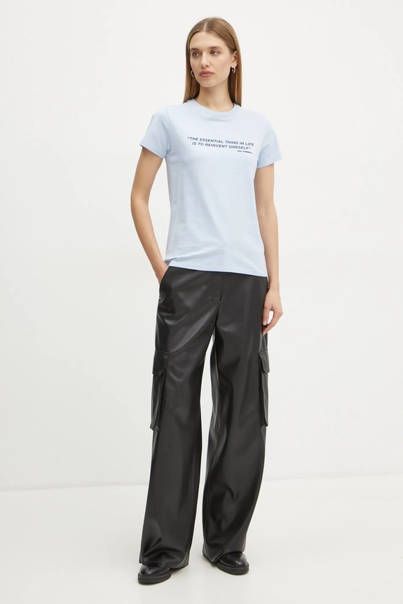 Βαμβακερό μπλουζάκι Karl Lagerfeld A1W17068 μπλε SS25