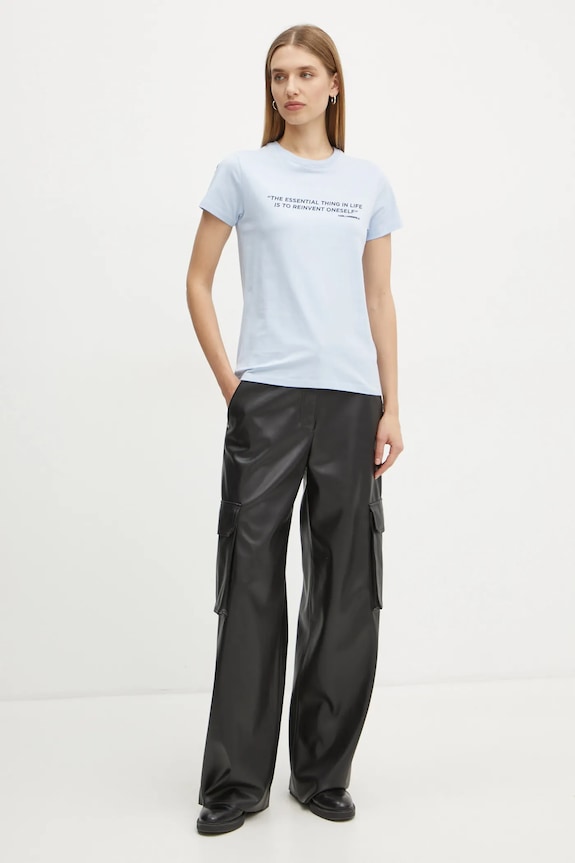 Βαμβακερό μπλουζάκι Karl Lagerfeld A1W17068 μπλε SS25