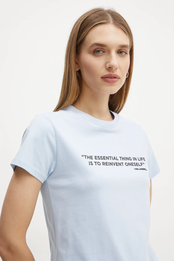Βαμβακερό μπλουζάκι Karl Lagerfeld μπλε A1W17068