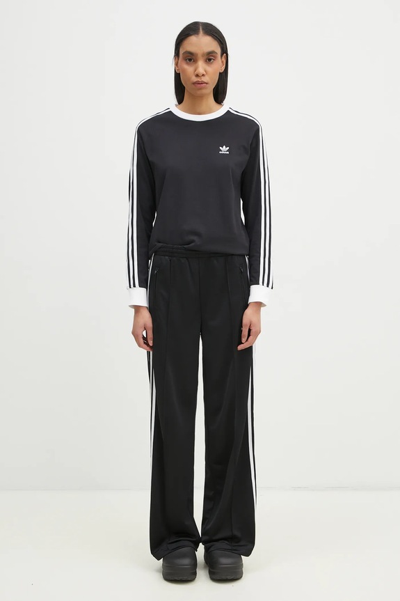 adidas Originals cotton longsleeve top 3-Stripes JC5774 black