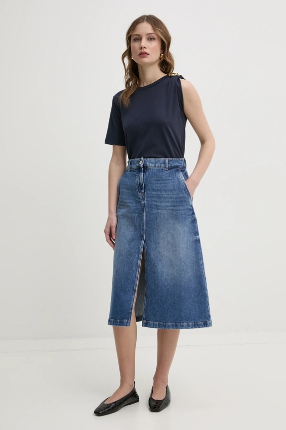 Bavlnené tričko Twinset 251TP2640 tmavomodrá SS25