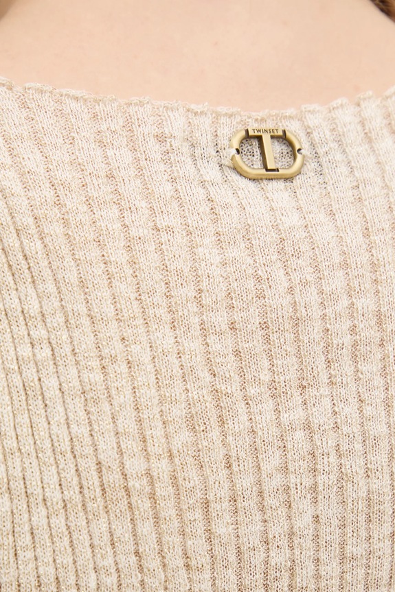 Twinset top con aggiunta di lino 251TP3370 beige