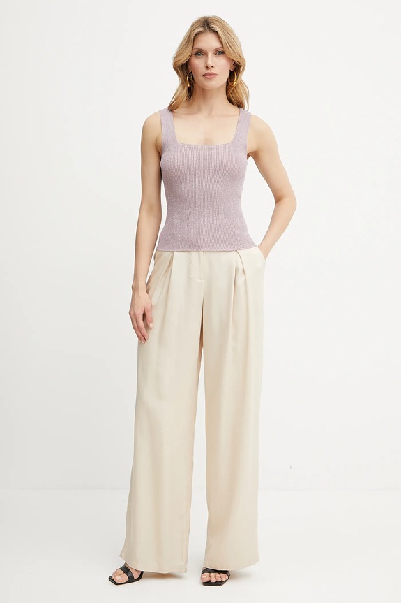 Twinset top z domieszką lnu 251TT3147 fioletowy SS25
