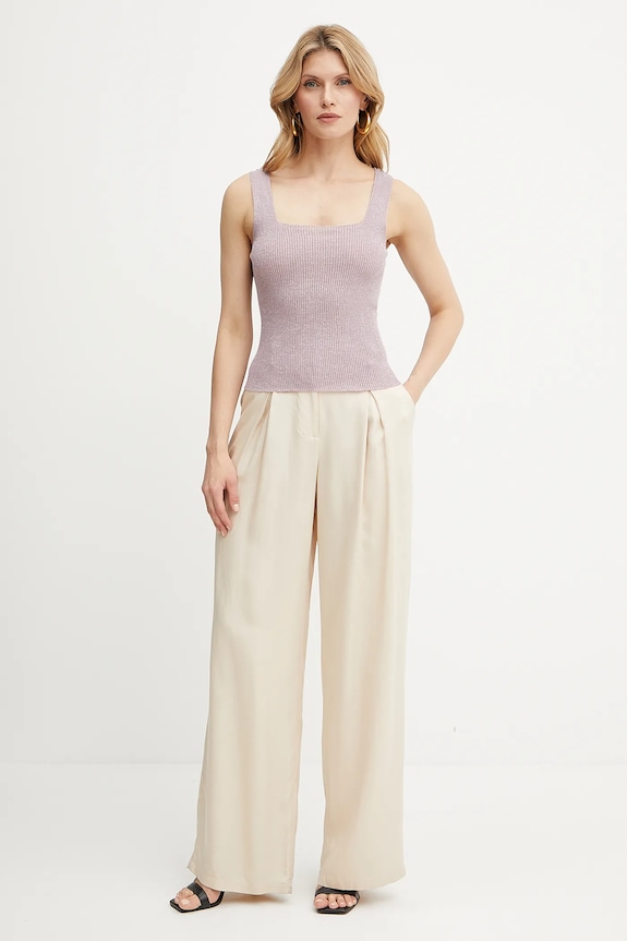 Twinset top z domieszką lnu 251TT3147 fioletowy SS25