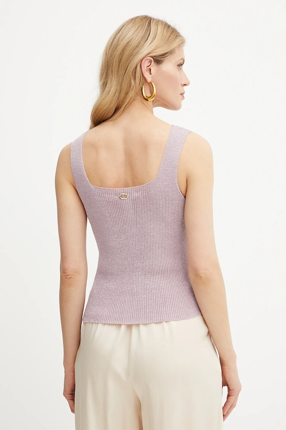 Odzież Twinset top z domieszką lnu 251TT3147 fioletowy