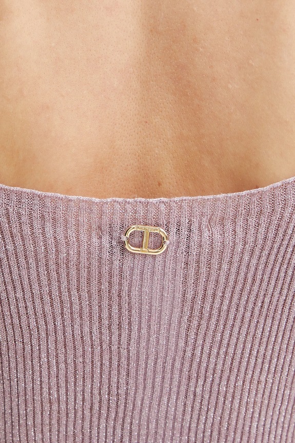 Twinset top z domieszką lnu 251TT3147 fioletowy