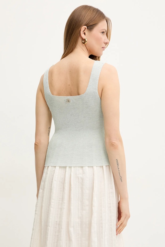 Odjeća Top s dodatkom lana Twinset 251TT3147 tirkizna