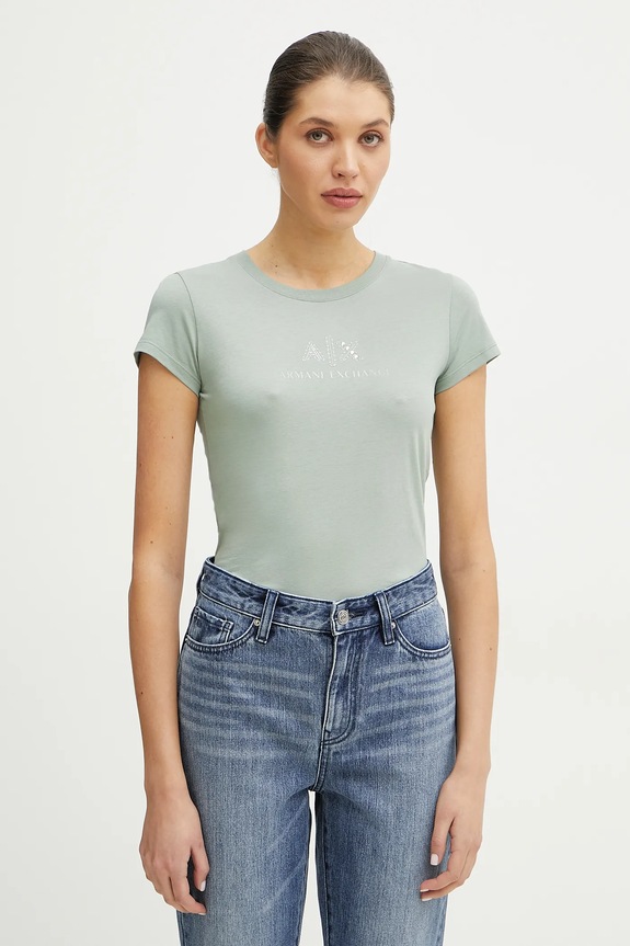 Armani Exchange t-shirt in cotone applique verde XW000386.AF10354