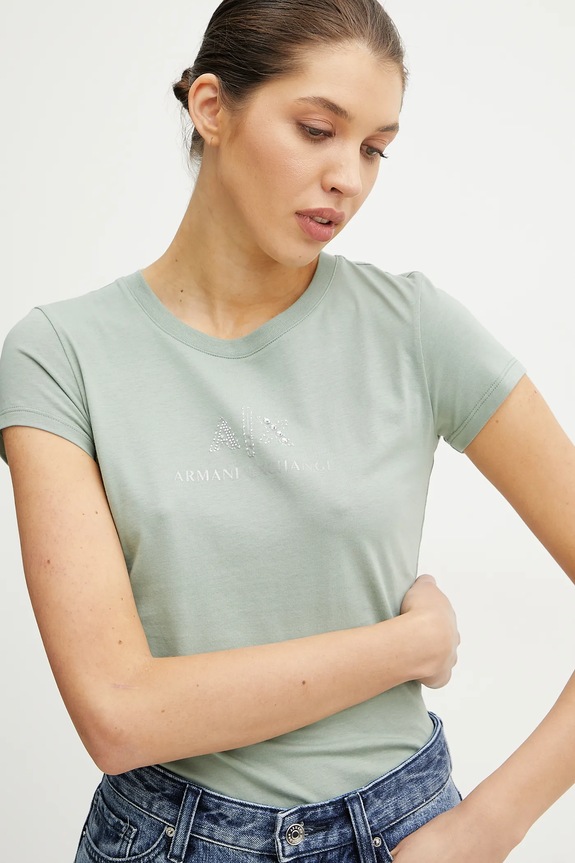 Armani Exchange t-shirt in cotone verde XW000386.AF10354