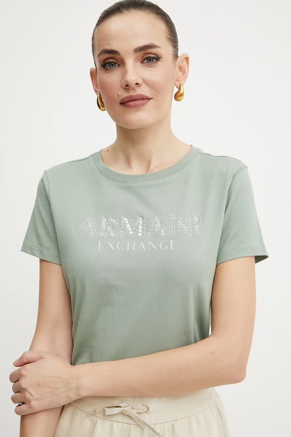 Armani Exchange t-shirt in cotone verde XW000387.AF10354