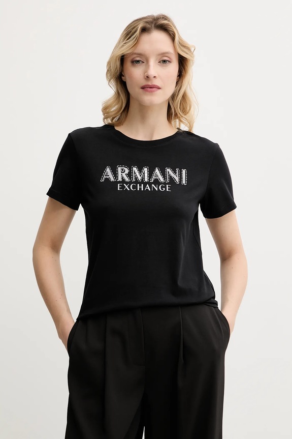 Armani Exchange t-shirt in cotone sovrastampa nero XW000387.AF10354