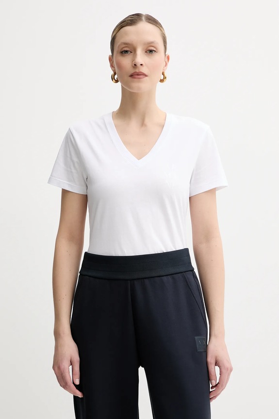 Bombažna kratka majica Armani Exchange Brez vzorca bela XW000527.AF10356