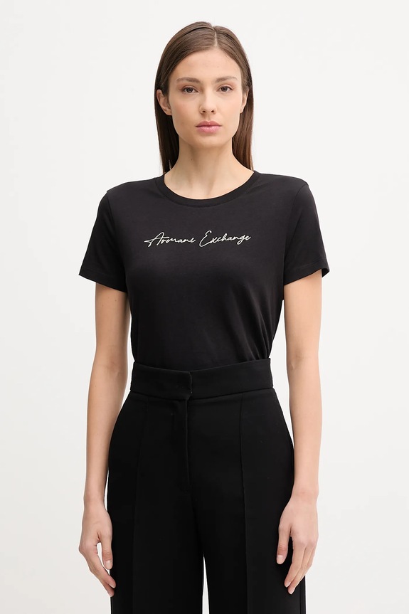 Бавовняна футболка Armani Exchange regular чорний XW000839.AF10356